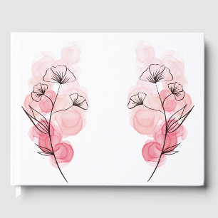 Pink Alcohol Ink Flowers Guest Book