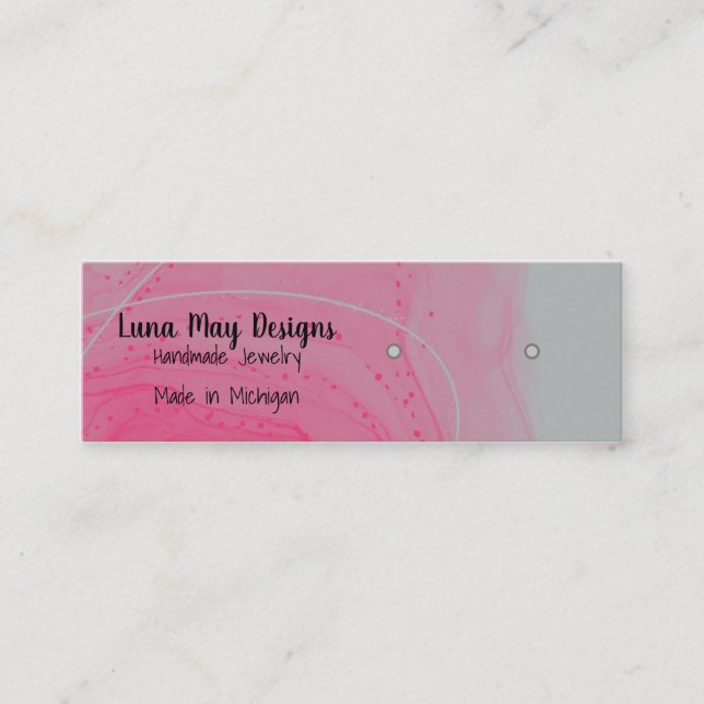 Pink Alcohol Ink Jewellery Display Business Card (Front)