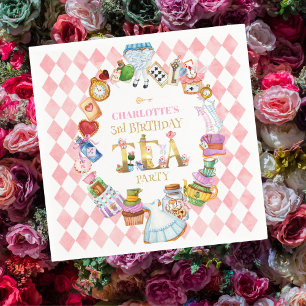 Pink Alice in Wonderland 3rd Birthday   Napkin