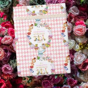 Pink Alice in Wonderland 3rd Birthday   Wrapping Paper