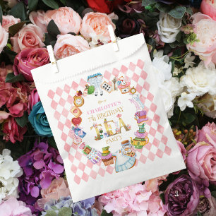 Pink Alice in Wonderland 7th Birthday   Favour Bags