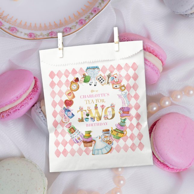 Pink Alice in Wonderland Tea for Two Birthday   Favour Bags (Creator Uploaded)