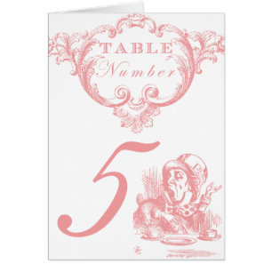 Pink Alice in Wonderland Wedding Table Numbers