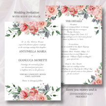 Pink All in One Wedding Invitation with RSVP