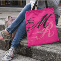 Pink all-over-print monogram tote bag