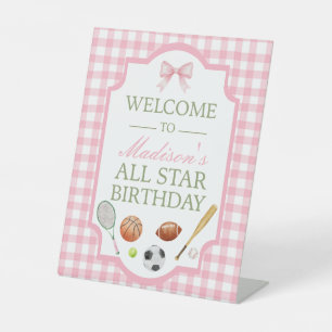 Pink All Star Sports Party Welcome Sign