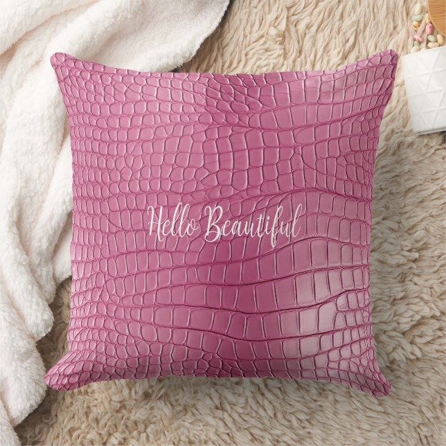 Pink Alligator Animal Print Cushion (Blanket)