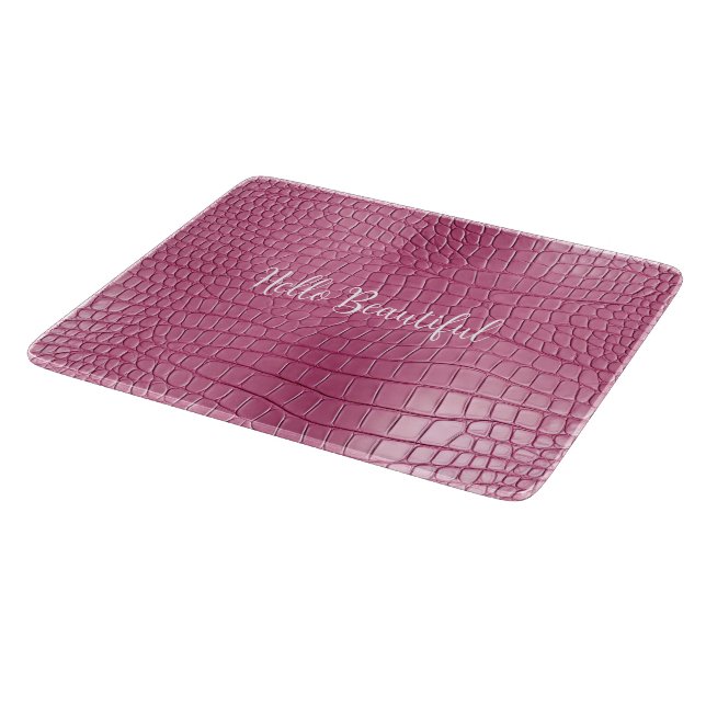 Pink Alligator Animal Print Cutting Board (Corner)