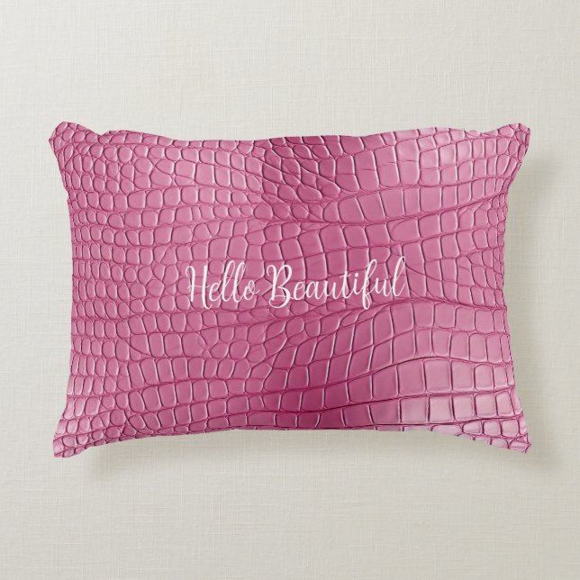 Pink Alligator Animal Print Decorative Cushion (Front)