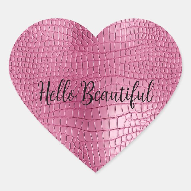 Pink Alligator Animal Print Heart Sticker (Front)