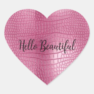 Pink Alligator Animal Print Heart Sticker