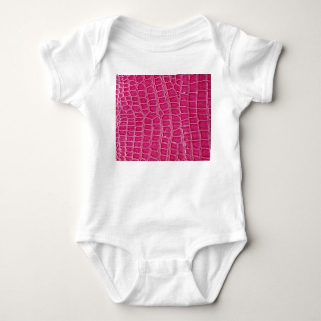 Pink Alligator Patterned Texture Baby Bodysuit (Front)
