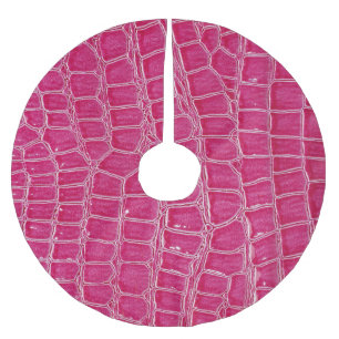 Pink Alligator Patterned Texture Brushed Polyester Tree Skirt