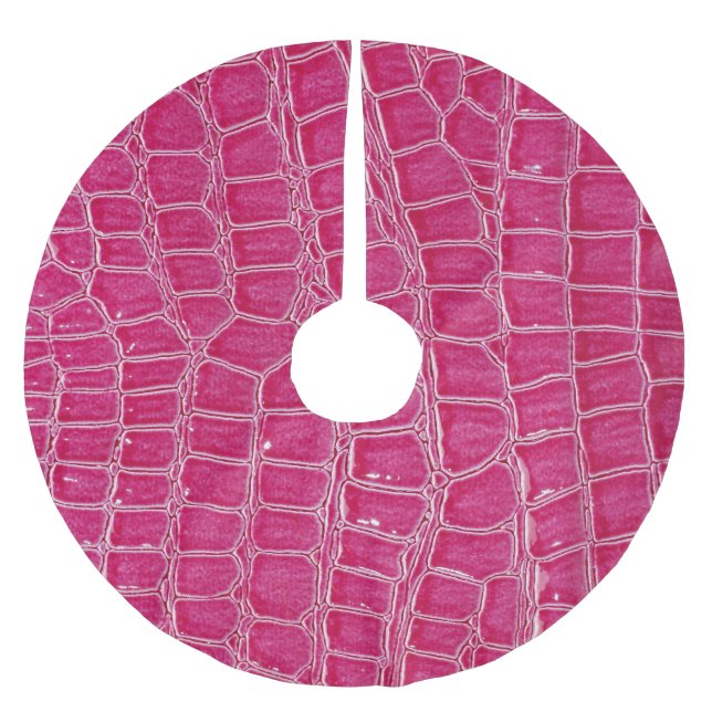 Pink Alligator Patterned Texture Brushed Polyester Tree Skirt (Front)