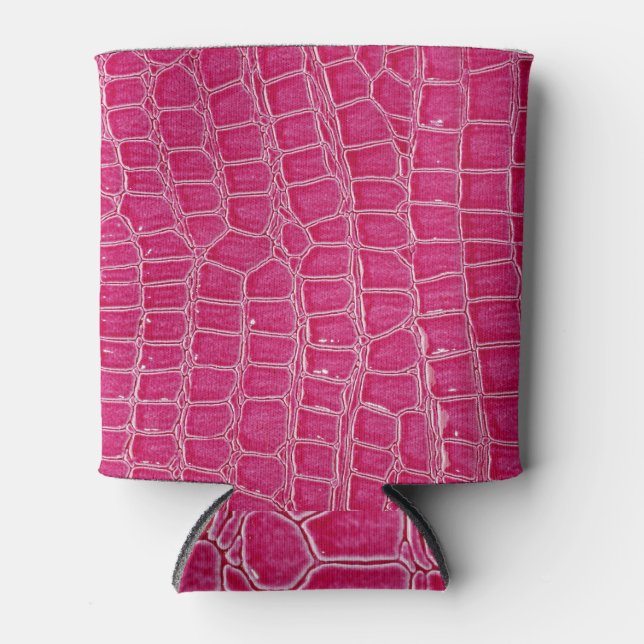 Pink Alligator Patterned Texture Can Cooler (Front)