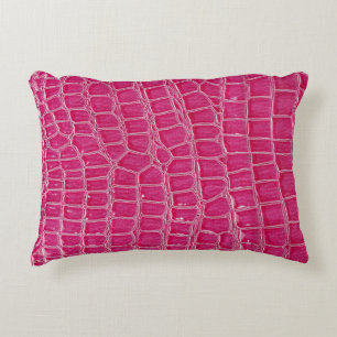 Pink Alligator Patterned Texture Decorative Cushion