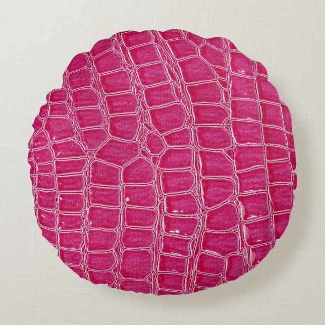Pink Alligator Patterned Texture Round Cushion (Front)