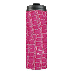 Pink Alligator Patterned Texture Thermal Tumbler