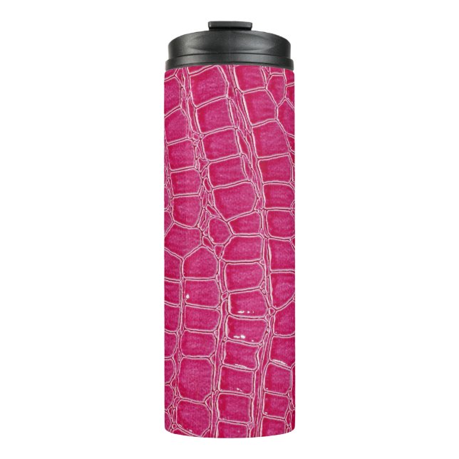 Pink Alligator Patterned Texture Thermal Tumbler (Front)