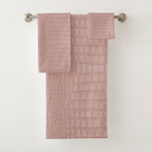 Pink Alligator Texture Print Bath Towel Set