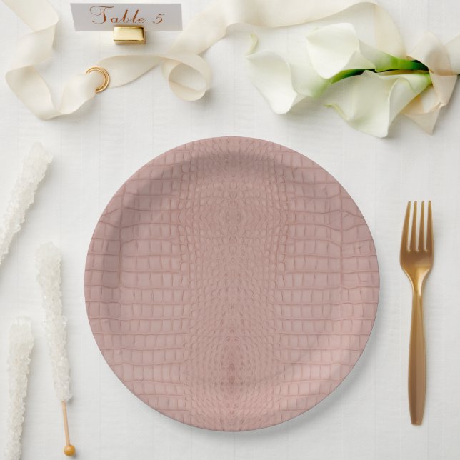 Pink Alligator Texture Print Paper Plate (Wedding)