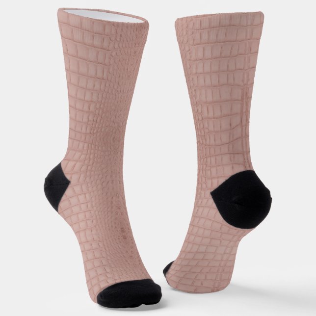 Pink Alligator Texture Print Socks (Angled)
