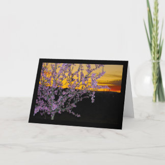 Pink Almond Blossom in Yellow Sky Card