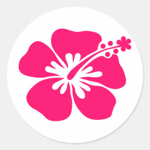 pink aloha flower classic round sticker