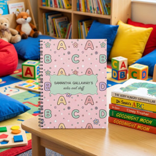 Pink Alphabet Back to School Pattern Notebook