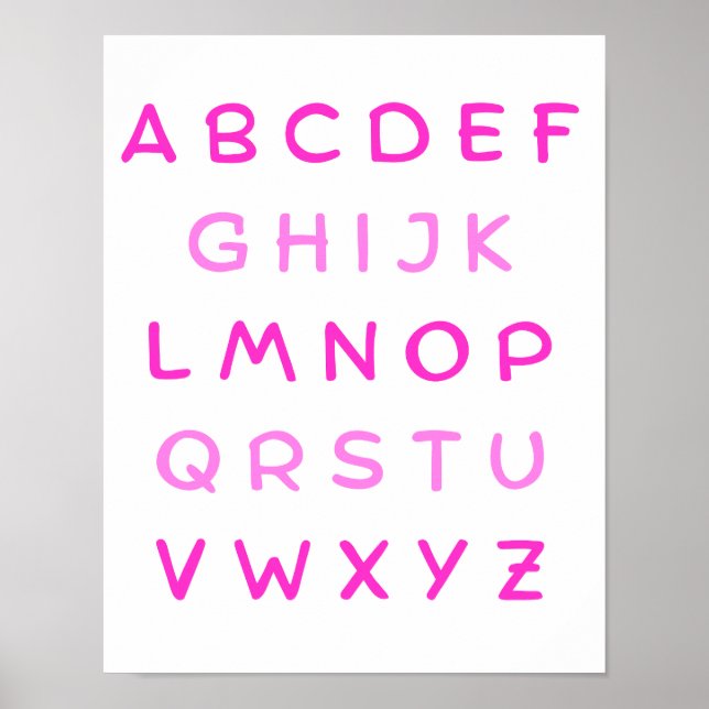 Pink Alphabet Capital Letters Teacher Kids Room Poster (Front)