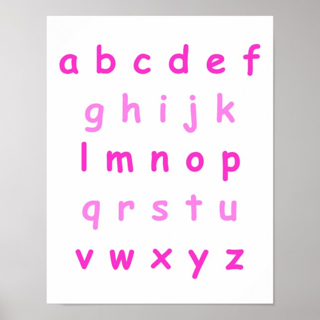 Pink Alphabet Lowercase Letters Teacher Kids Room Poster (Front)