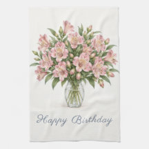Pink Alstroemeria Happy Birthday