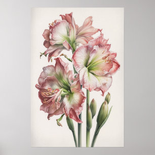 Pink Amaryllis Flower Art Print Poster