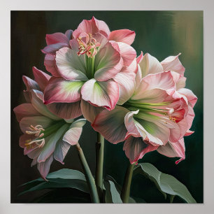Pink Amaryllis Flower Art Print Poster