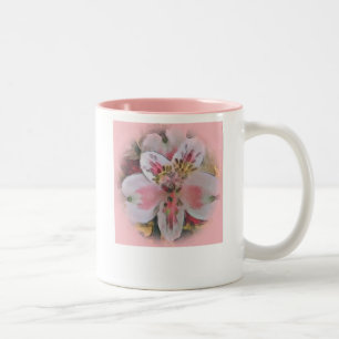 Pink Amaryllis Flower Two-Tone Coffee Mug