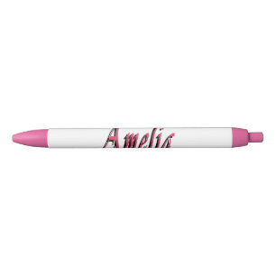 Pink Amelia Girls Name Logo Blue Ink Pen