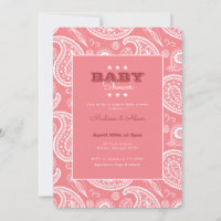 Pink American Bandanna Baby Shower Invitation