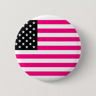 pink american flag 6 cm round badge