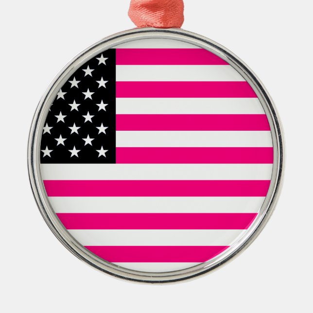 pink american flag metal tree decoration (Front)