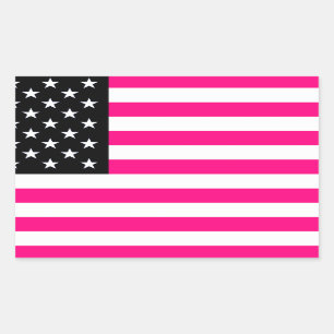 pink american flag rectangular sticker