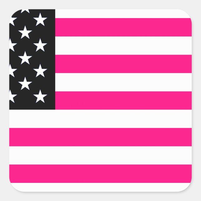 pink american flag square sticker (Front)