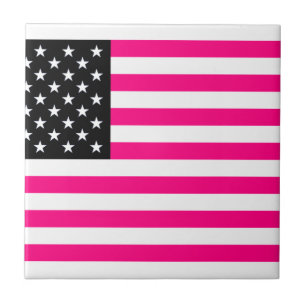 pink american flag tile