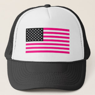 pink american flag trucker hat