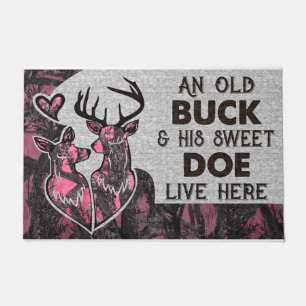 Pink An Old Buck And His Sweet Doe Doormat