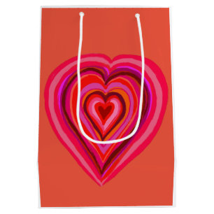 Pink an red heart medium gift bag