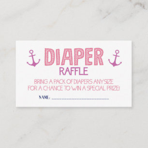 Pink Anchor Diaper Raffle Ticket Enclosure Card
