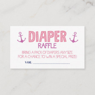 Pink  Anchor Diaper Raffle Ticket Enclosure Card