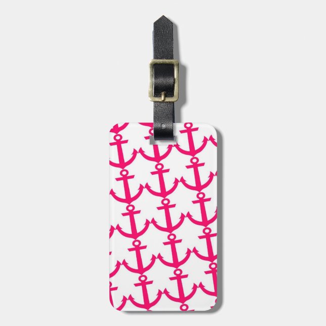 Pink Anchor Luggage Tag (Front Vertical)