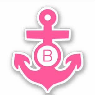 Pink Anchor Personalised Monogram Nautical Vinyl