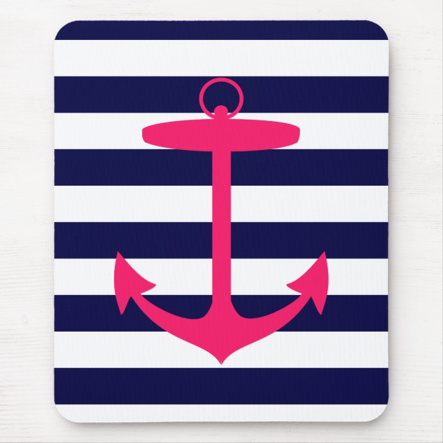 Pink Anchor Silhouette Mouse Mat (Front)